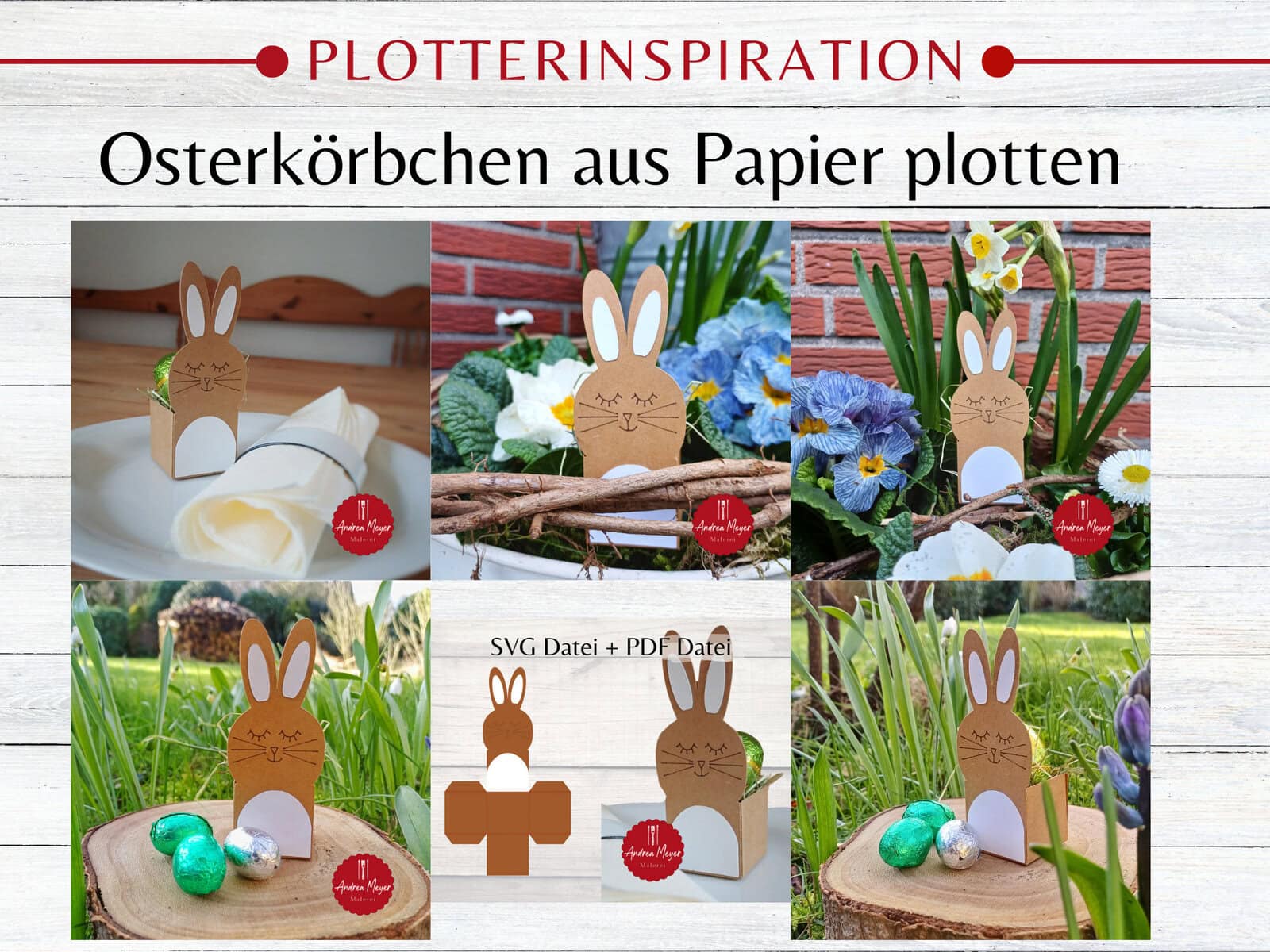 DIY Osterhasen-Körbchen: Bastelspaß mit dem Plotter 1 Osterkörbchen in Hasenform aus Papier Plotten