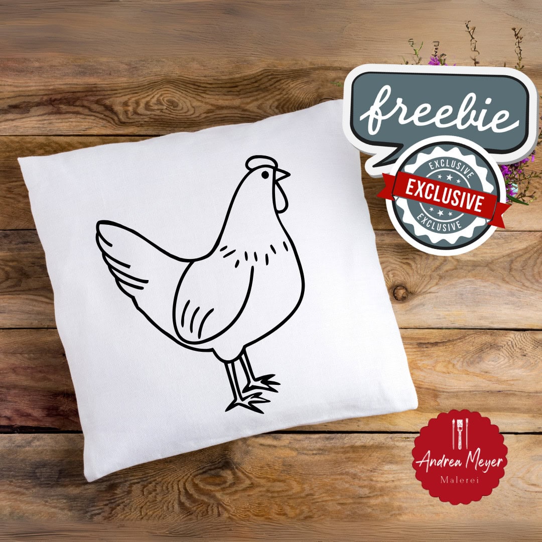 Huehner 2 Kissenhülle mit Huhn, Freebie kostenlose Plotterdatei