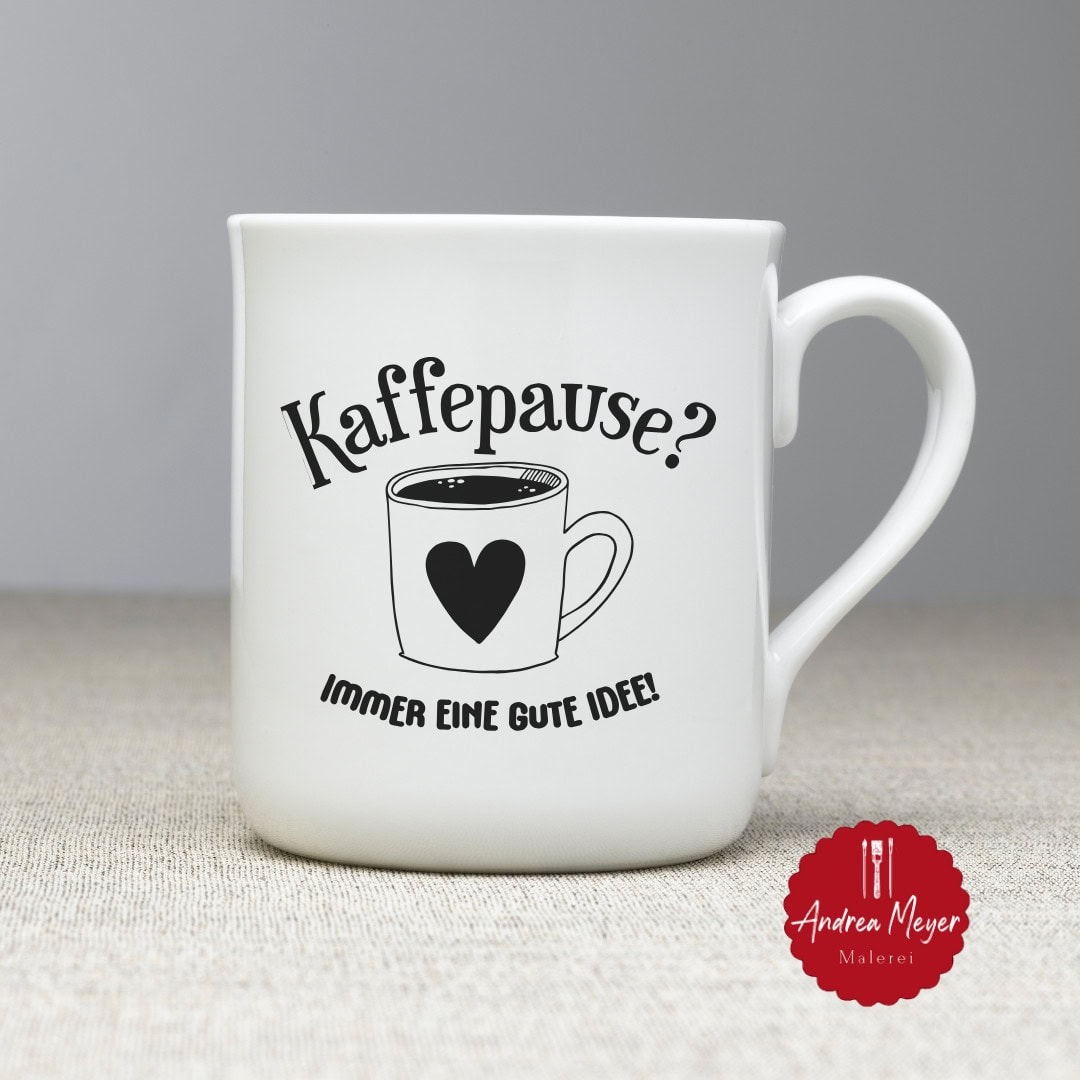 Kaffee oder Tee? Egal, Haupsache selbstgemacht! 4 Kaffeetasse mit Spruch, personalisierte Kaffeetasse, Andrea Meyer Malerei.