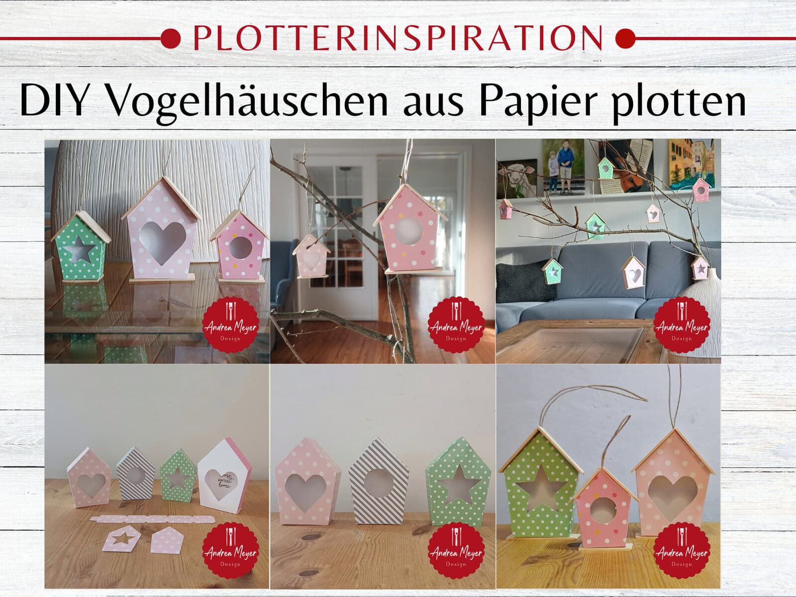 DIY Mini-Vogelhäuschen aus Papier 1 Vogelhäuschen aus Papier, handgefertigt, für Dekorationsideen.