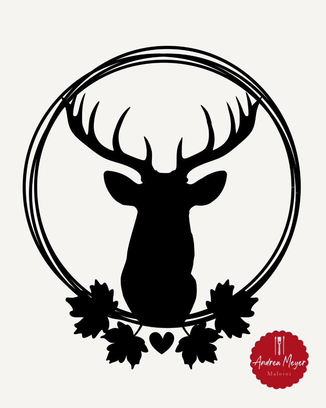 Herbstliche Plotterliebe – 8 Motive, unendlich viele Möglichkeiten 24 Hirsch mit Blättern im Kranz- Plotterinspiration für den Herbst: Motive für hyggelige DIY Projekte mit herbstlichen Plotterdatein.