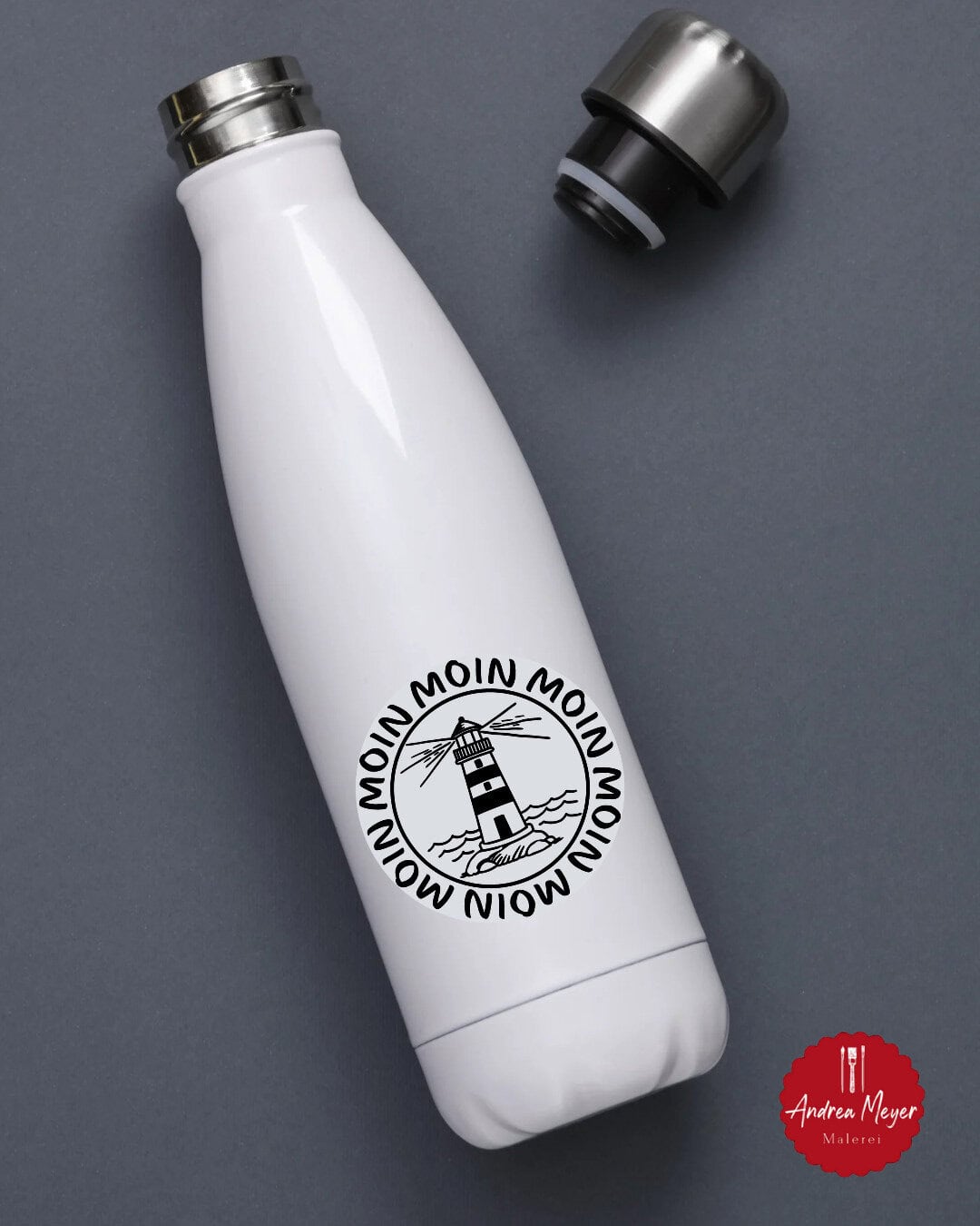 12 kreative Plotter-Ideen - Reiseaccessoires für Kinder 10 Alu Trinkflasche mit Leuchtturm und Moin Moin - Reiseaccessoires für Kinder plotten- mikt deinem Plotter von Cricut oder Silhouette - SVG Dateien