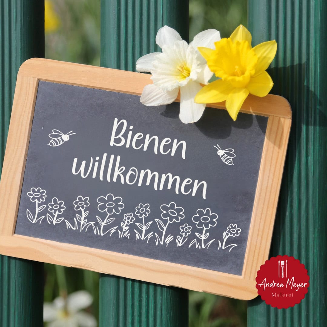 DIY Gartenschild – „Bienen willkommen“ 15 Tafel mit der Aufschrift Bienen willkommen