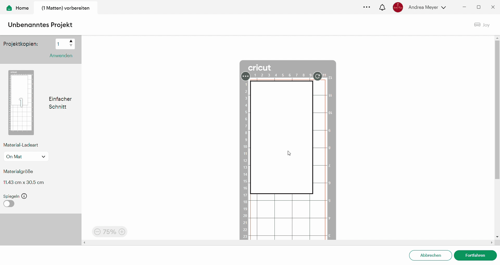 Plotter-Tipp: So zeichnest du dein Motiv garantiert mittig auf dein Projekt + Freebie! 6 Screenshot: Rechteck im Cricut Design Space wird auf die Größe der Papiertüte angepasst