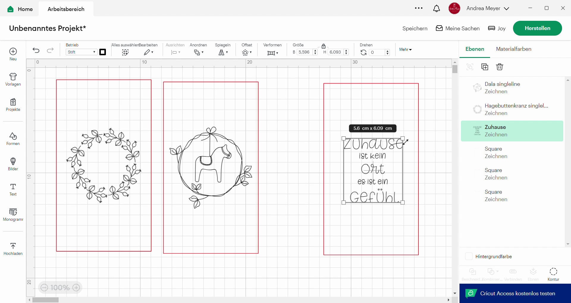 Plotter-Tipp: So zeichnest du dein Motiv garantiert mittig auf dein Projekt + Freebie! 8 Screenshot: Motive werden innerhalb der Rechtecke ausgerichtet und für den Plotter vorbereitet