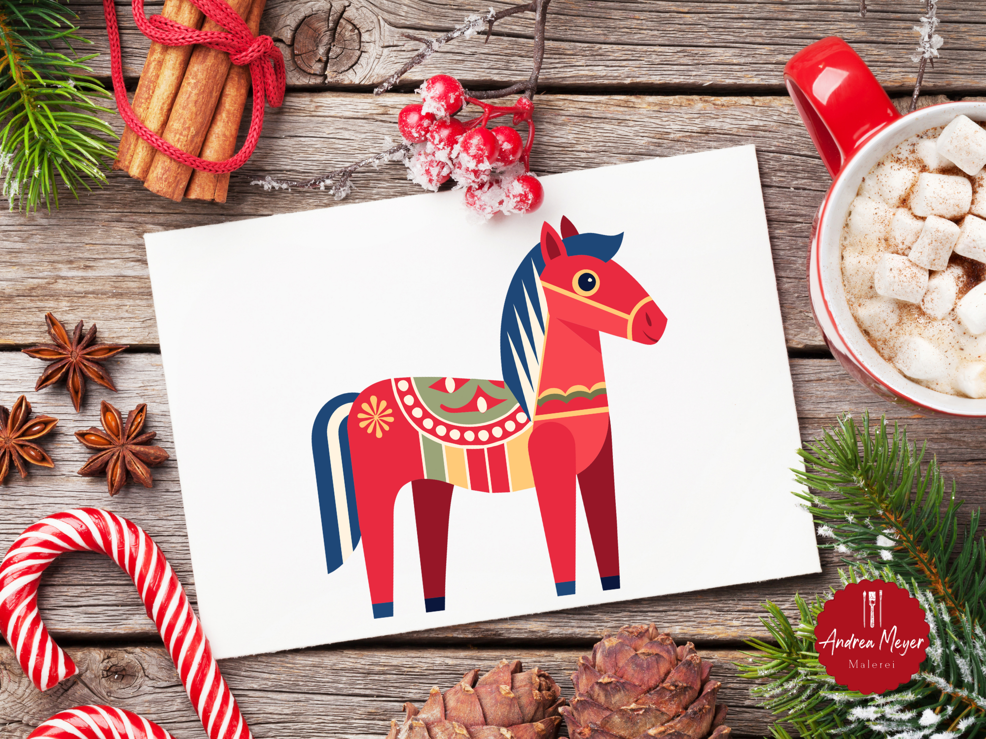 16 kreative DIY-Ideen mit Dalapferd – für Plotterfans & Skandi-Liebhaberinnen 11 DIY Grußkarte mit Dalapferd Plotterdatei – Skandinavische Weihnachtskarten Idee