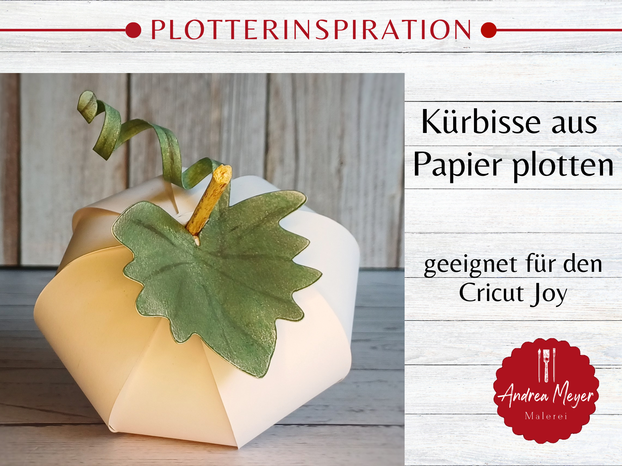 Papierkürbis plotten – auch für Cricut Joy geeignet 5 Weißer Kürbis aus Papier, Plotterdatei geeignet für den Cricut Joy