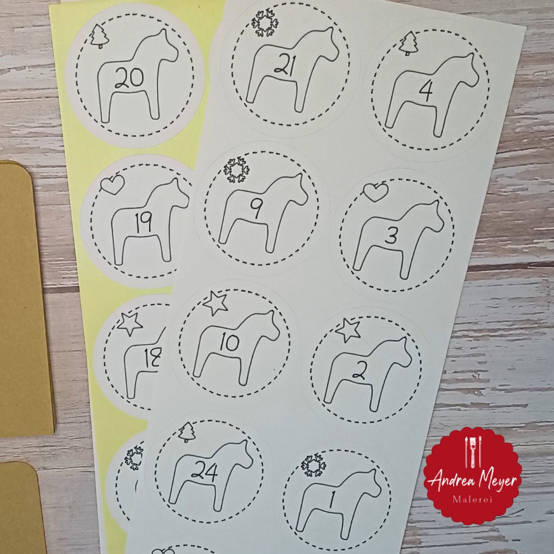 DIY Adventskalender mit Cricut – Meine Schritt-für-Schritt-Anleitung 7 Dala Ausmalbild, Adventskalender Nikolaus, Kreatives Malen, Kinderkunst, Andrea Meyer Malerei.