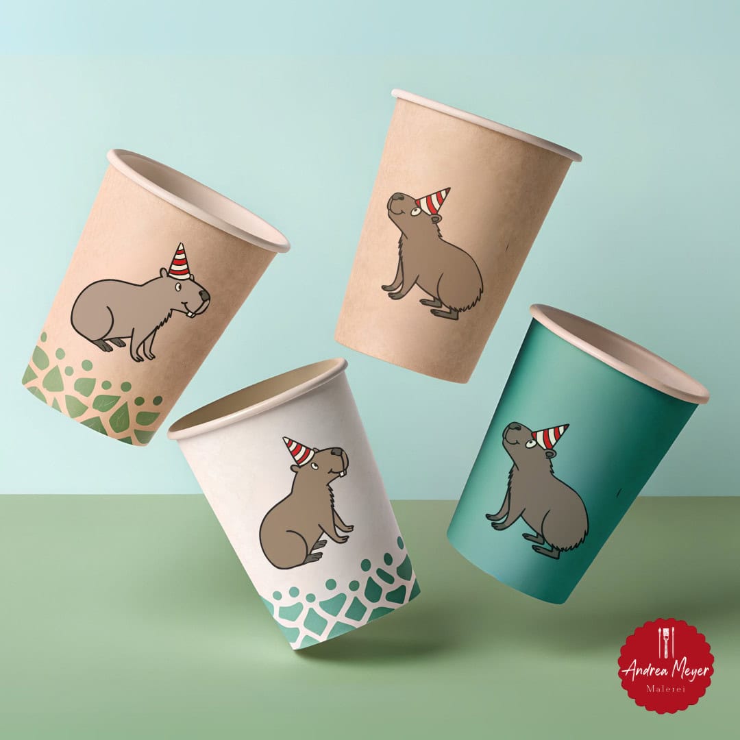 Partybaras – die vielseitigste Plotterdatei für alle, die gute Laune lieben! 14 Mit dieser Capybara-Datei werden deine Trinkbecher zum Partyhit! Ideal für Plotterprojekte zu Geburtstagen und Feiern.