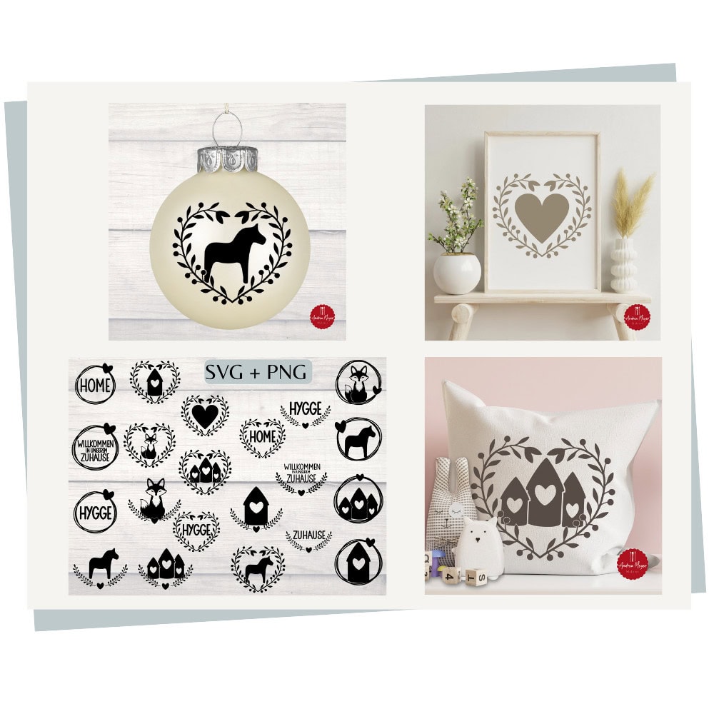 12.20025 7 Dekorative Designs mit Tieren und Herzen