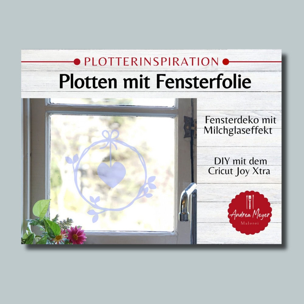 Fensterdeko mit Herz und Pflanzen