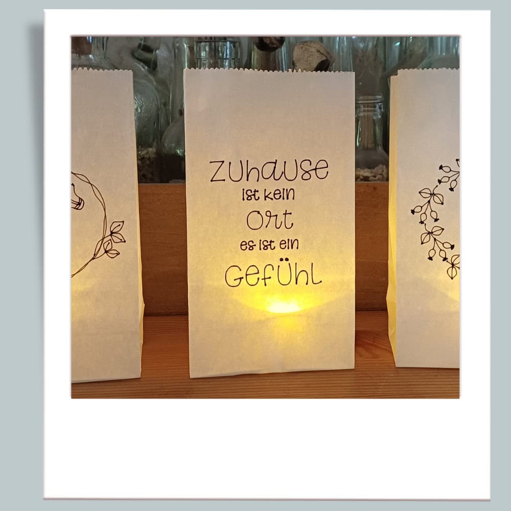 Lichtbeutel mit inspirierendem Spruch