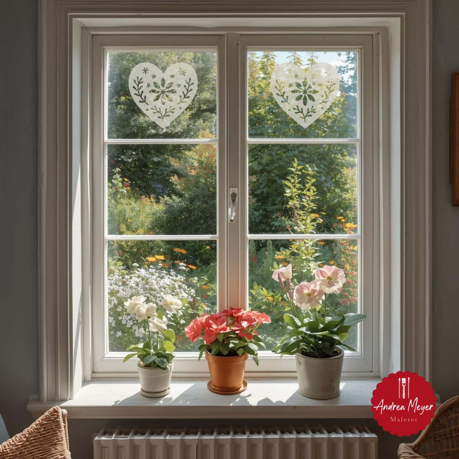 Skandinavische Plotterdateien Dala Pferd, Elch & Herz – nordische Dekoideen zum Selbermachen 10 Fensterfolie mit Herzmotiv – skandinavische Plotterdatei in Weiß und Schwarz