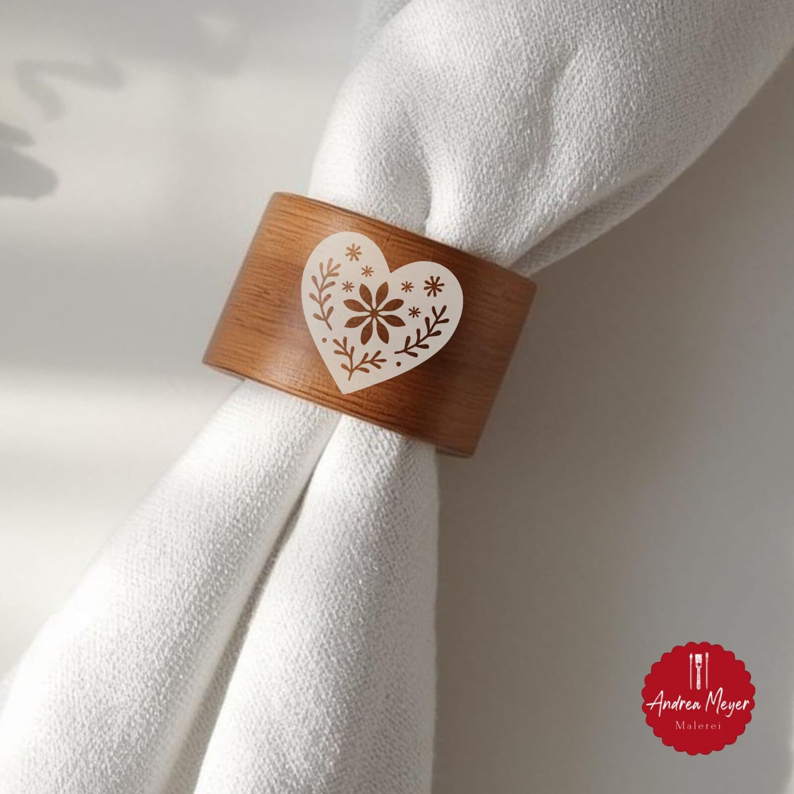 Skandinavische Plotterdateien Dala Pferd, Elch & Herz – nordische Dekoideen zum Selbermachen 34 Serviettenring mit Herzmotiv – Folk Art Plotterdatei für skandinavische Feste