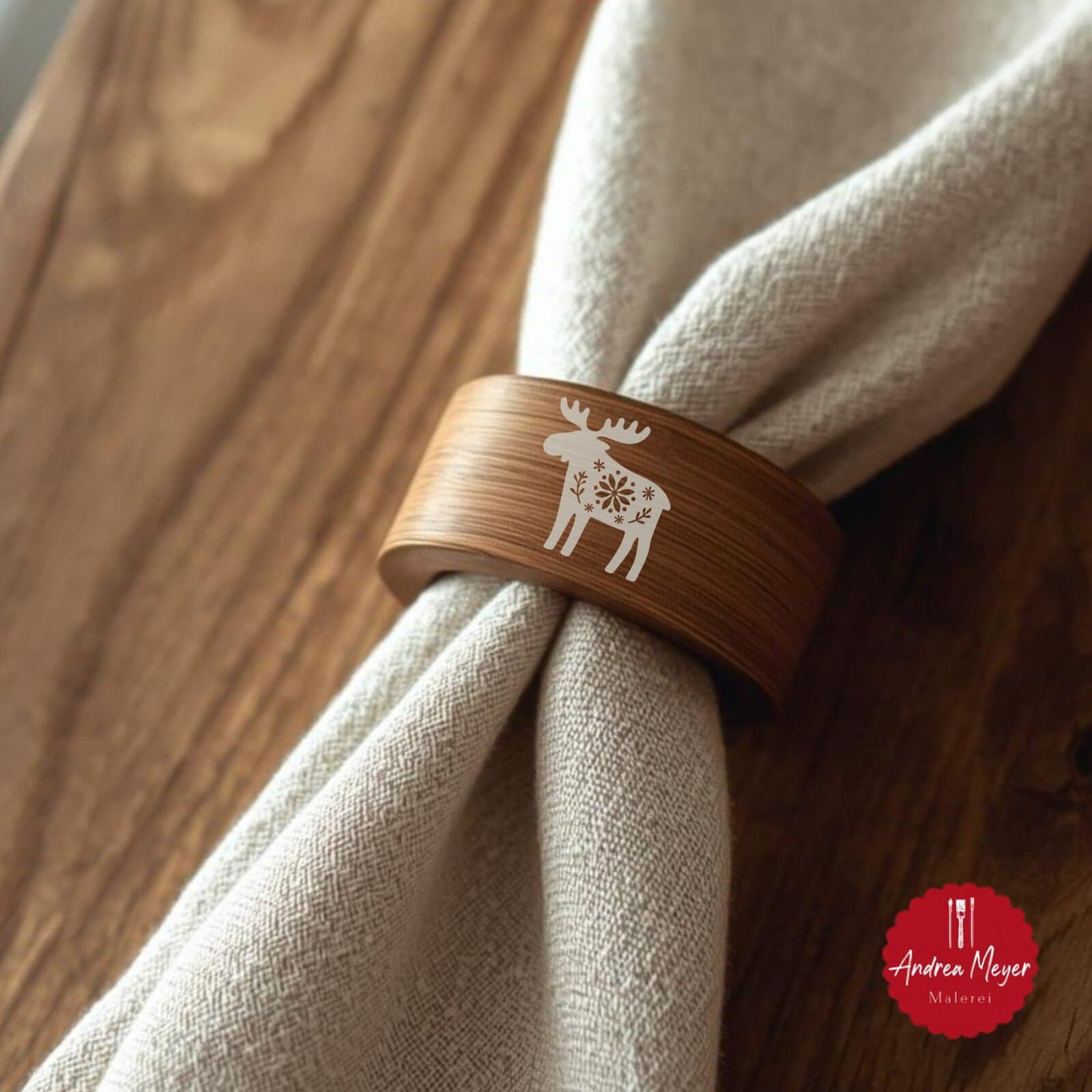 Skandinavische Plotterdateien Dala Pferd, Elch & Herz – nordische Dekoideen zum Selbermachen 33 Serviettenring mit Elch – nordische Plotterdatei für natürliche Dekoration