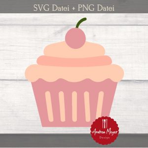 SVG + PNG Datei rosa Cupcake Plotterdatei – Plotter File