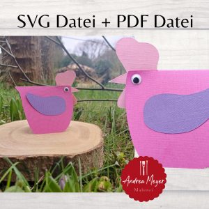 SVG + PDF Datei mit Schnittmuster zum Basteln von Hühnern aus Pappe – Huhn –  Plotterdatei – Plotter File Huhn, Vorlage