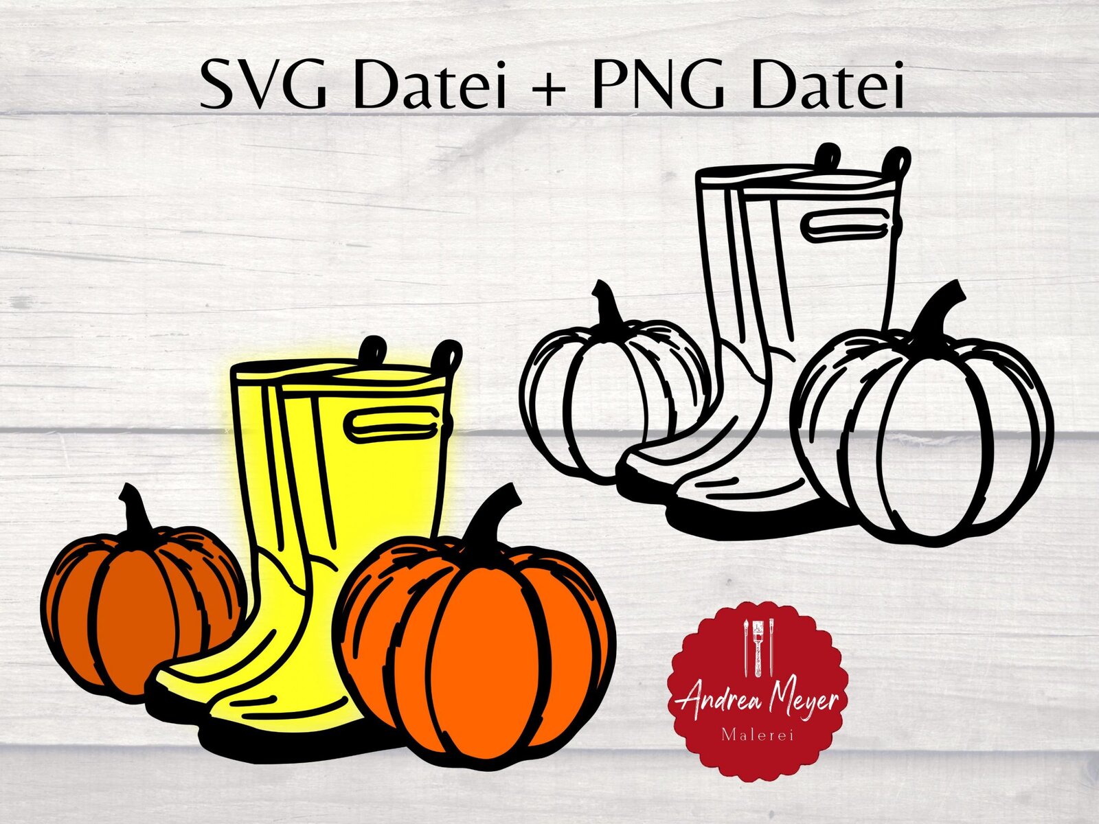 2 SVG + 2 PNG Dateien Gummistiefel mit Kürbissen Stiefel Kürbis Garten Herbst Plotterdatei - Plotter File 3 Votivkerze und Kürbisse in Herbstfarben, Malerei im modernen Stil.