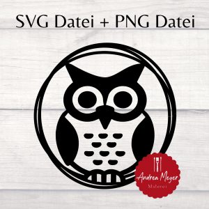 SVG + PNG Datei Eule Herbst Kranz Plotterdatei – Plotter File