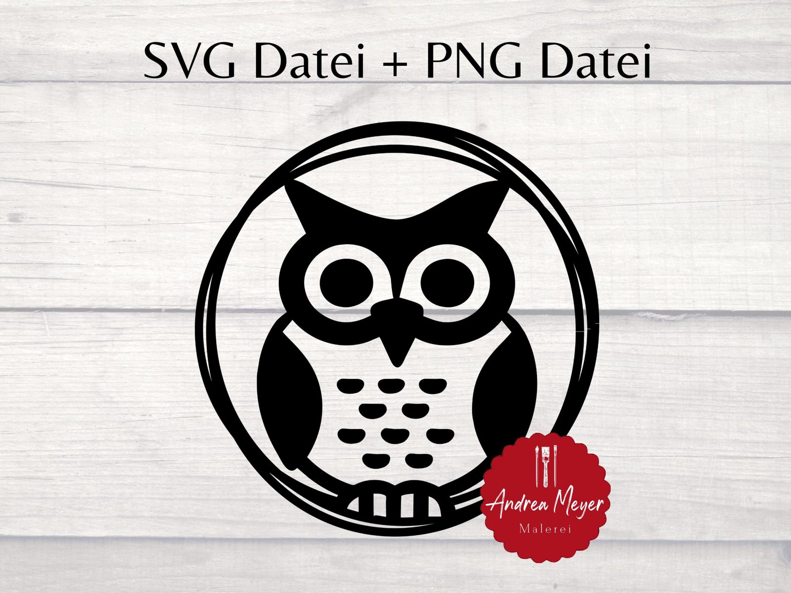 SVG + PNG Datei Eule Herbst Kranz Plotterdatei - Plotter File 1 Vogelstickerei in Schwarz-Weiß, Handarbeit, langlebige Wanddekoration, Naturmotiv, moderne Kunst.