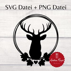 SVG + PNG Datei Hirsch Herbst Kranz Plotterdatei – Plotter File