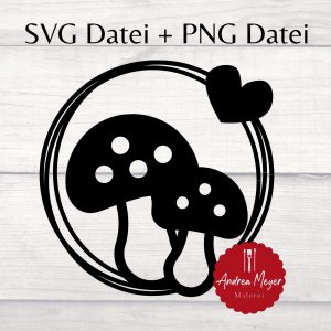 SVG + PNG Datei Pilz Herz Herbst Kranz Plotterdatei – Plotter File