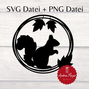 Eichhörnchen im Blumenkranz SVG PNG, Herbst Plotterdatei, Waldtier Design, Cricut Silhouette Datei, Natur Deko, Woodland Animal