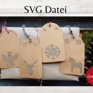 SVG Datei mit Schnittmuster zum Basteln von Geschenkanhängern – Geschenkanhänger – Anhänger –  Plotterdatei – Plotter File