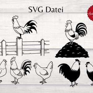 SVG Laternen Hahn Huhn Hühner Hühnerhof Bauernhof Plotterdatei – Plotter File