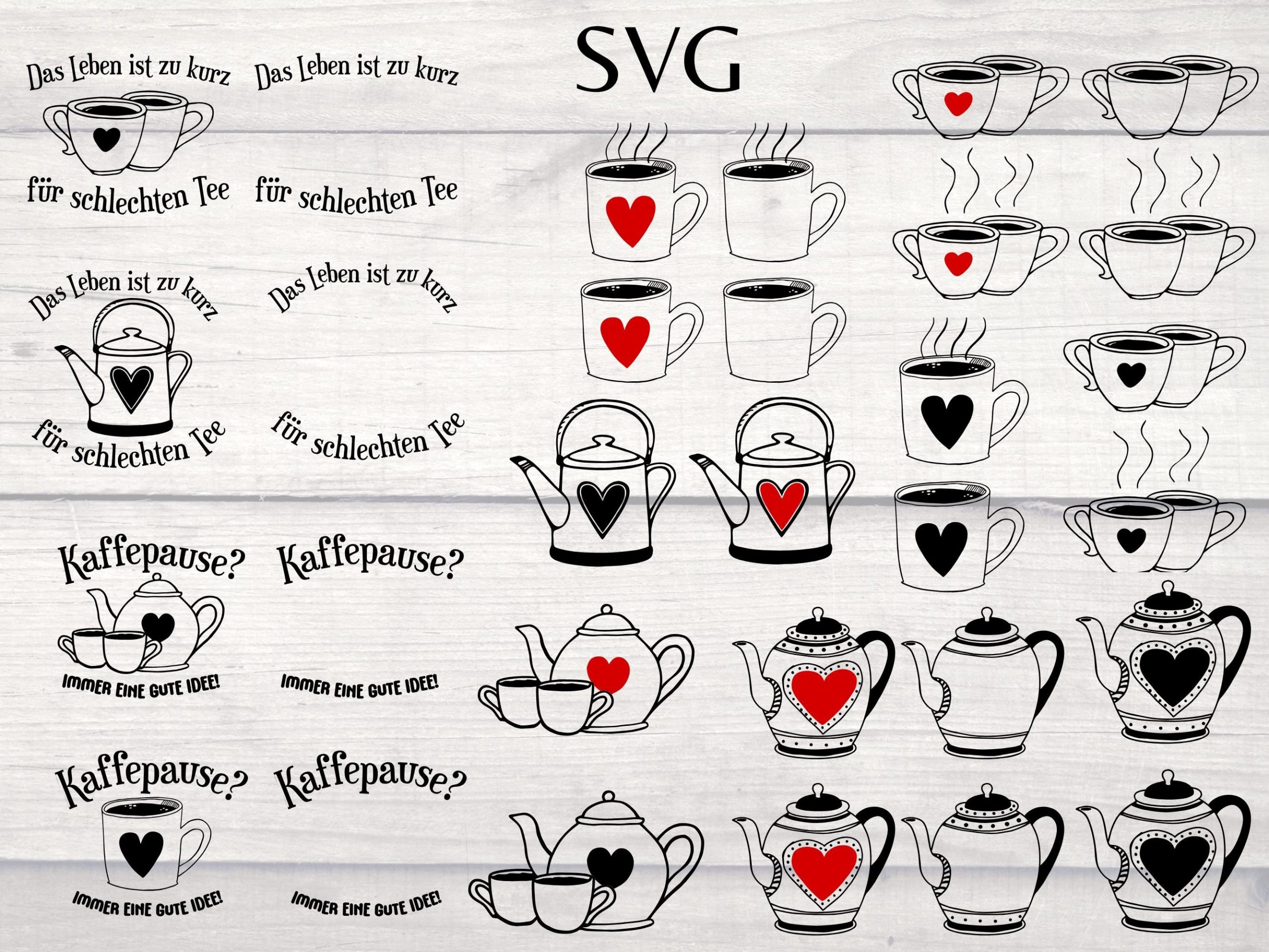 Kaffee & Tee SVG Bundle, Plotterdatei Sprüche Küche, Kaffeepause SVG Set, Tea Time SVG, Cricut Silhouette Datei, Herz Tasse Svg 2 Kaffee & Tee SVG Bundle, Plotterdatei Sprüche Küche, Kaffeepause SVG Set, Tea Time SVG, Cricut Silhouette Datei, Herz Tasse Svg