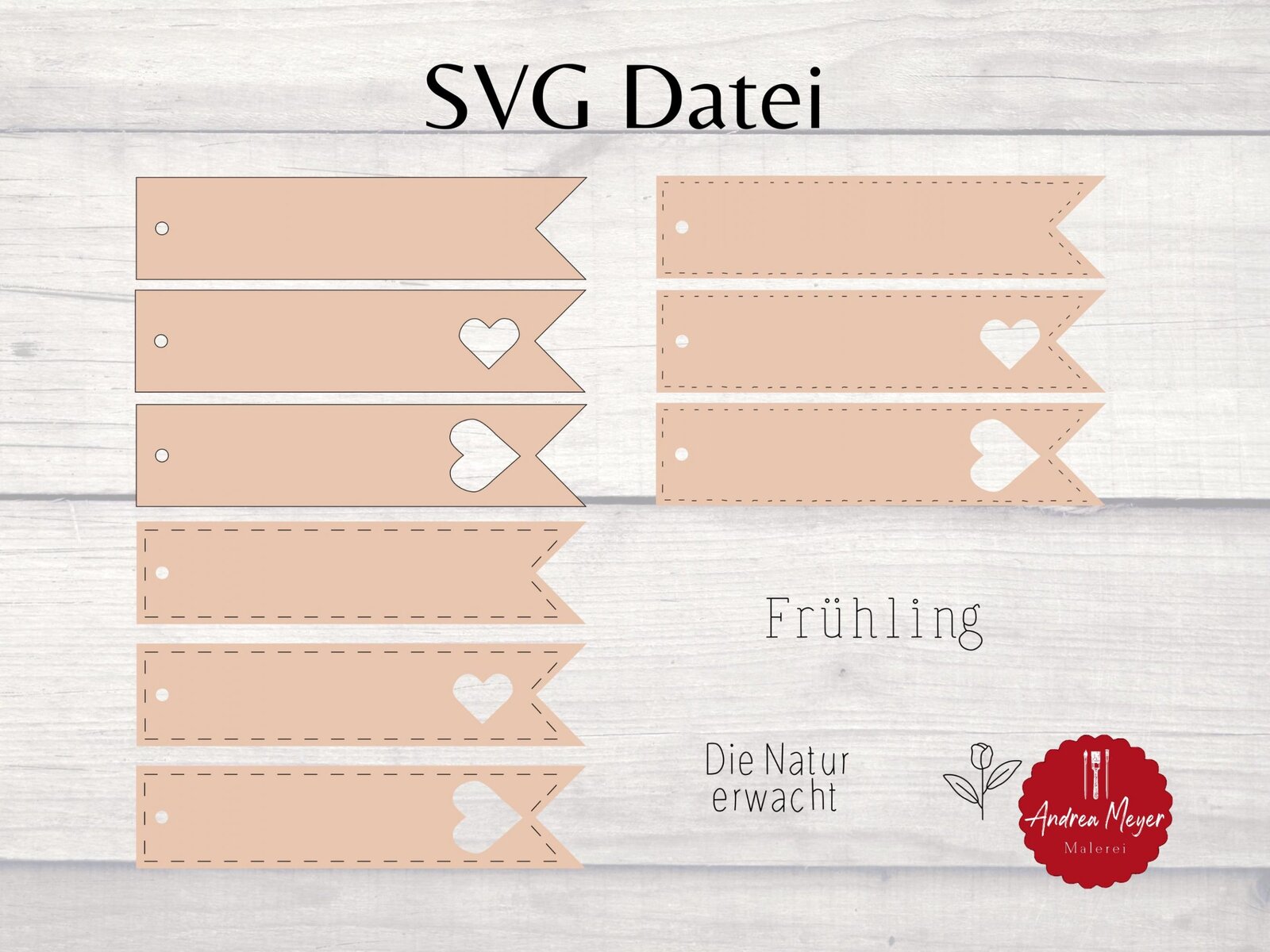 Schmetterlingsfreie Tags mit Herzmotiv, handgemachte Kunst, kreative DIY Dekoration, Frühlingsdesign.