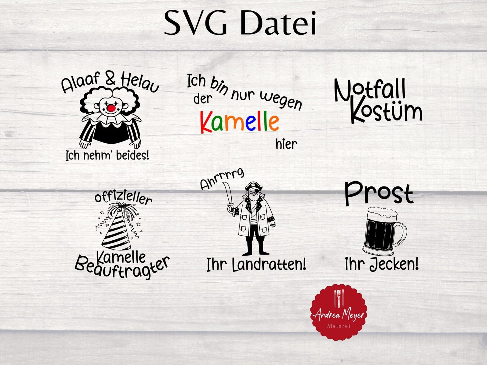 Karneval Fasching Fastnacht Clown Party Kamelle Pirat Plotterdatei - Plotter File 2 Lustige Karikatur Cartoon Designs für Kinderkostüme.