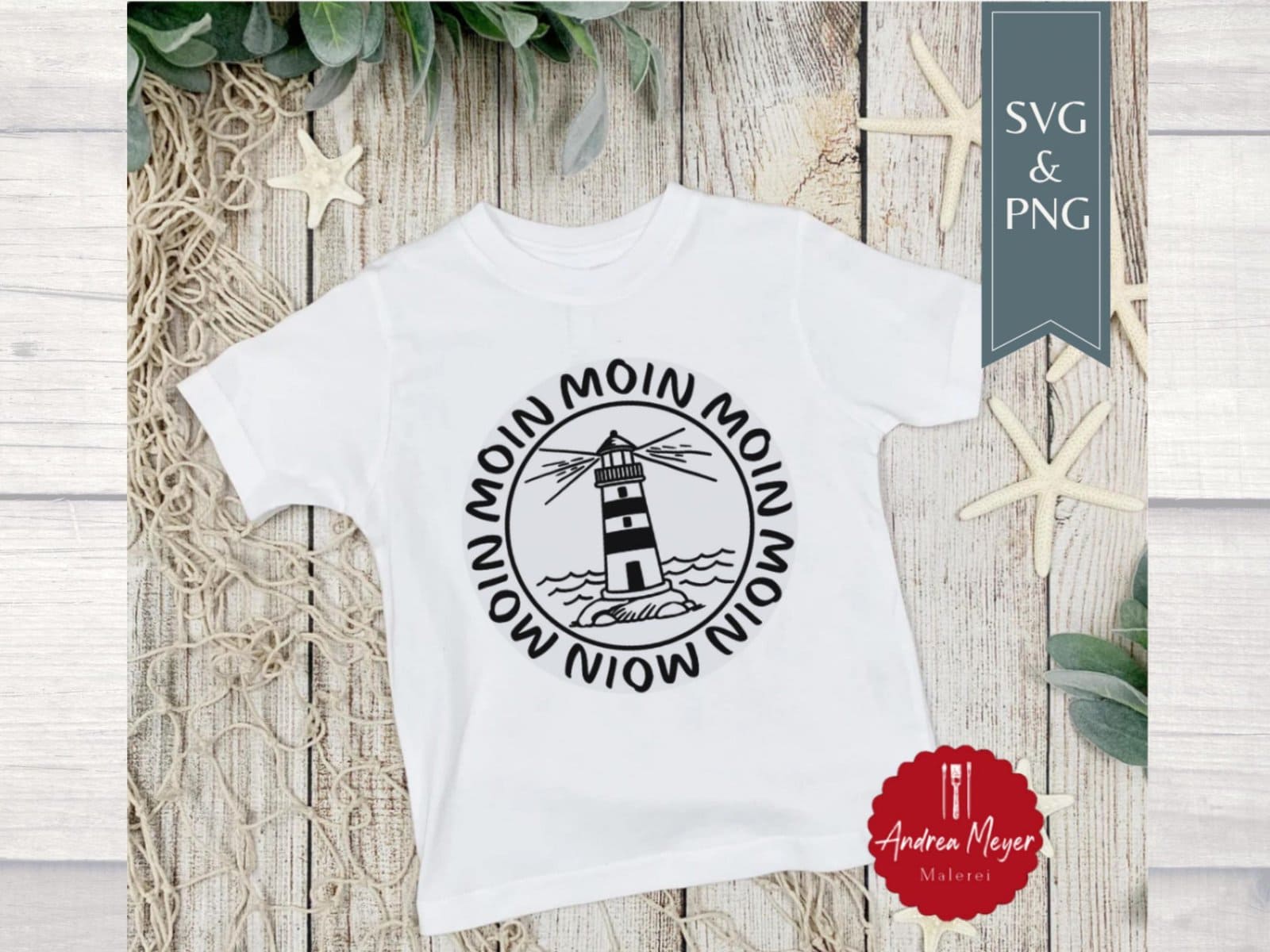 Moin Moin Leuchtturm SVG & PNG – Maritimes Plotterdatei + Sublimationsdesign für Küstenkinder, Nordsee, Ostsee, Meer, Strand + maritime Deko 1 Leuchtturmmotiv T-Shirt kreative Textilkunst modernes Design für Damen und Herren.