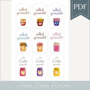 PDF Selbst gemacht Anhänger – digitale Datei zum sofort Download – Etiketten Geschenkanhänger Papieranhänger Marmelade Konfitüre handmade