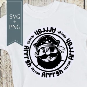 Lustiger Pirat SVG + PNG – Plotterdatei + Sublimationsdesign Kinder Piratenmotiv mit ‚Arrrgh‘ für Shirts, Tassen & Deko maritim Sublimation