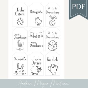 PDF Ostern Anhänger – digitale Datei zum sofort Download – Etiketten Geschenkanhänger Papieranhänger frohe Ostern Ostergruß Osterhase