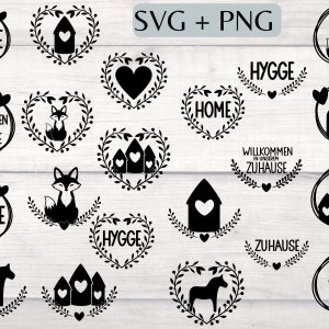 SVG Plotterdatei Bundle Skandi Stil | Dala Pferd Fuchs Haus Herz | DIY Skandinavisch Hygge Plotten | Skandinavische Plotterdateien