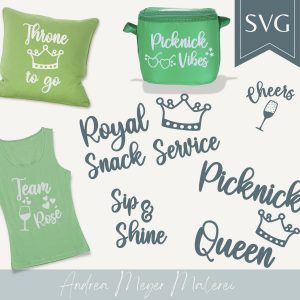 Plotterdatei Picknick Set – 8 sommerliche SVG Sprüche für Cricut & Silhouette – DIY Taschen, Becher + Accessoires beplotten