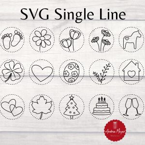 Single Line Plotterdatei – 15 minimalistische Motive für Cricut & Silhouette | Einlinige Designs zum Zeichnen, Gravieren + Folieren