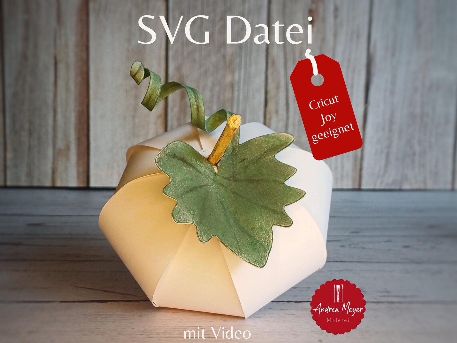 Papierkürbis Plotterdatei SVG | Cricut Joy geeignet | Herbstdeko Basteln, DIY Kürbis, Halloween Deko 1 Elegantes Verpackungsdesign mit Blatt- und Girlanden-Elementen, Geschenkidee.
