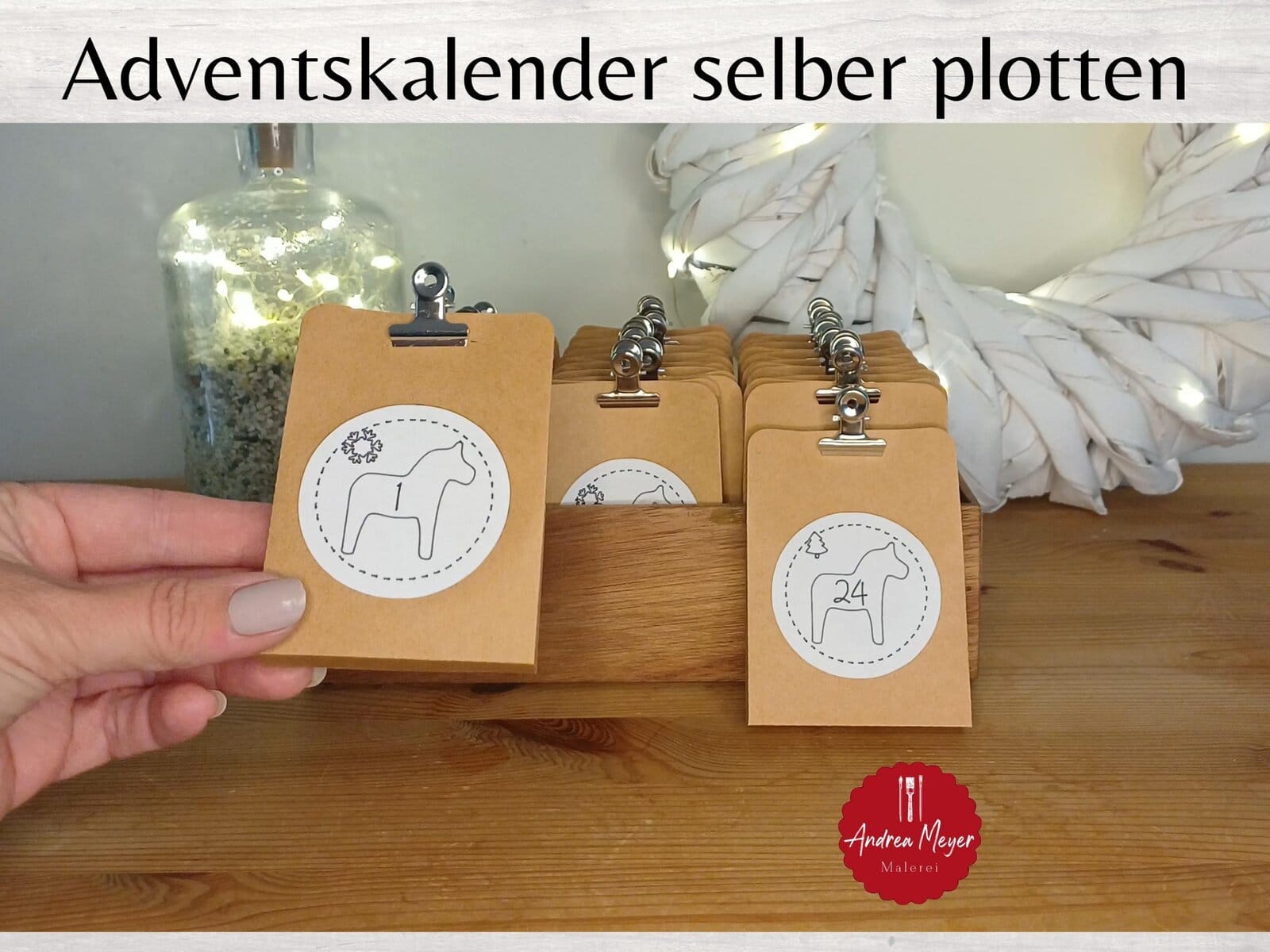Adventskalender Plotterdatei Weihnachten | 24 Zahlen mit Dalapferd + Schnittmuster Tüten + DIY Video Tutorial 1 Stimmungsvolle Adventskalender selbst gestalten, kreative Geschenkideen, Handarbeit.