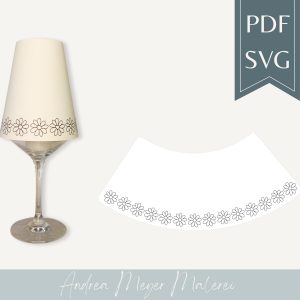 Gänseblümchen Lampenschirm SVG & PDF für Weinglas • Plotterdatei Blumenrand • DIY Tischdeko A4