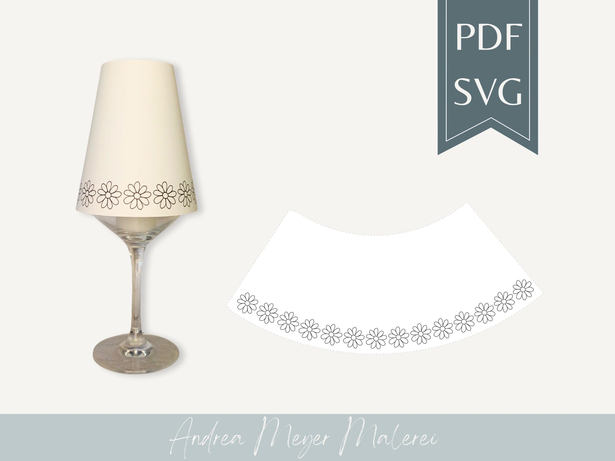 Gänseblümchen Lampenschirm SVG & PDF für Weinglas • Plotterdatei Blumenrand • DIY Tischdeko A4 2 Blumenmusterzylinder-Lampenschirm, soprtszene, stilvoll, handgefertigt, elegante Beleuchtung, Deko.