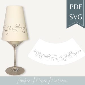 Blätterranke Lampenschirm SVG & PDF für Weinglas • Plotterdatei Blätter • Minimalistische Deko A4 DIY