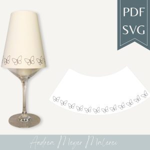 Schmetterling Lampenschirm SVG & PDF für Weinglas • Plotterdatei Frühling • Zarte Deko A4 DIY