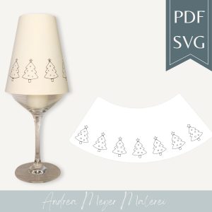 Weihnachtsbaum Lampenschirm SVG & PDF für Weinglas • Plotterdatei Weihnachten • Winterdeko A4 DIY