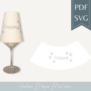 Cheers Lampenschirm SVG & PDF für Weinglas • Party Plotterdatei • Wine Glass Shade • Printable A4 DIY Deko