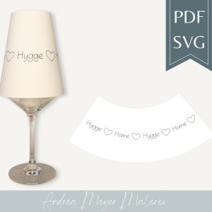 Hygge Home Lampenschirm SVG & PDF für Weinglas • Plotterdatei Herz • Skandi Deko A4 DIY