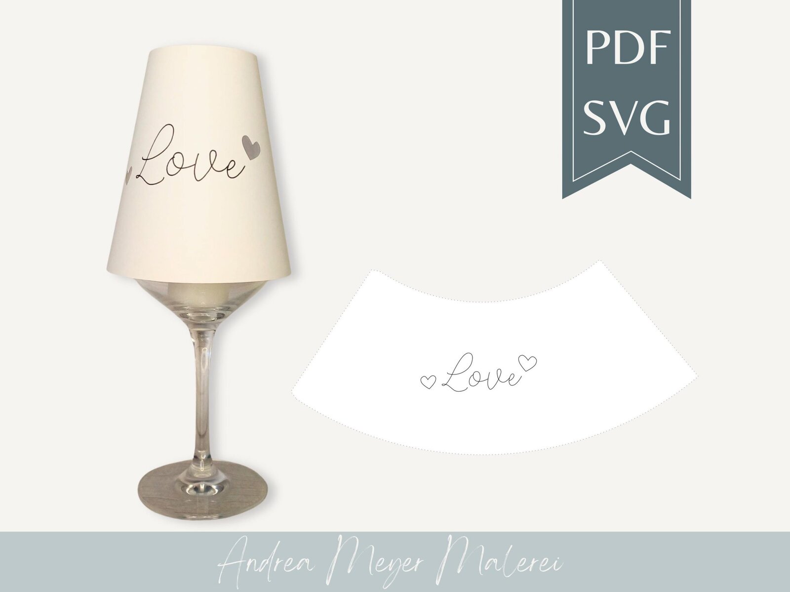 Love Lampenschirm SVG & PDF für Weinglas • Plotterdatei Herzen • Romantische Deko A4 DIY 2 Zubehör für interieurgestaltung, liebe logo, dekoratives lampendesign.