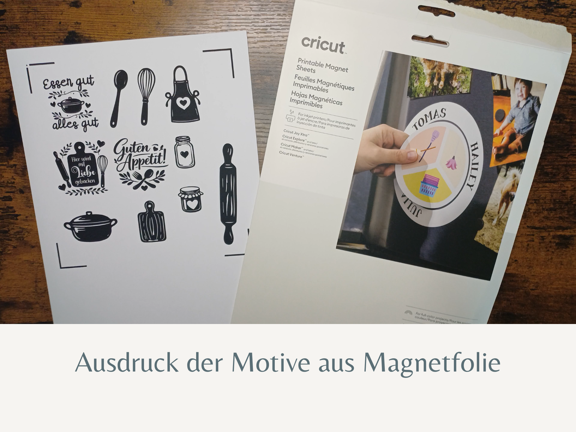 Küchenmotive aus dem Plotterbundle werden für einen selbst gemachten Menüplan mit Cricut vorbereitet